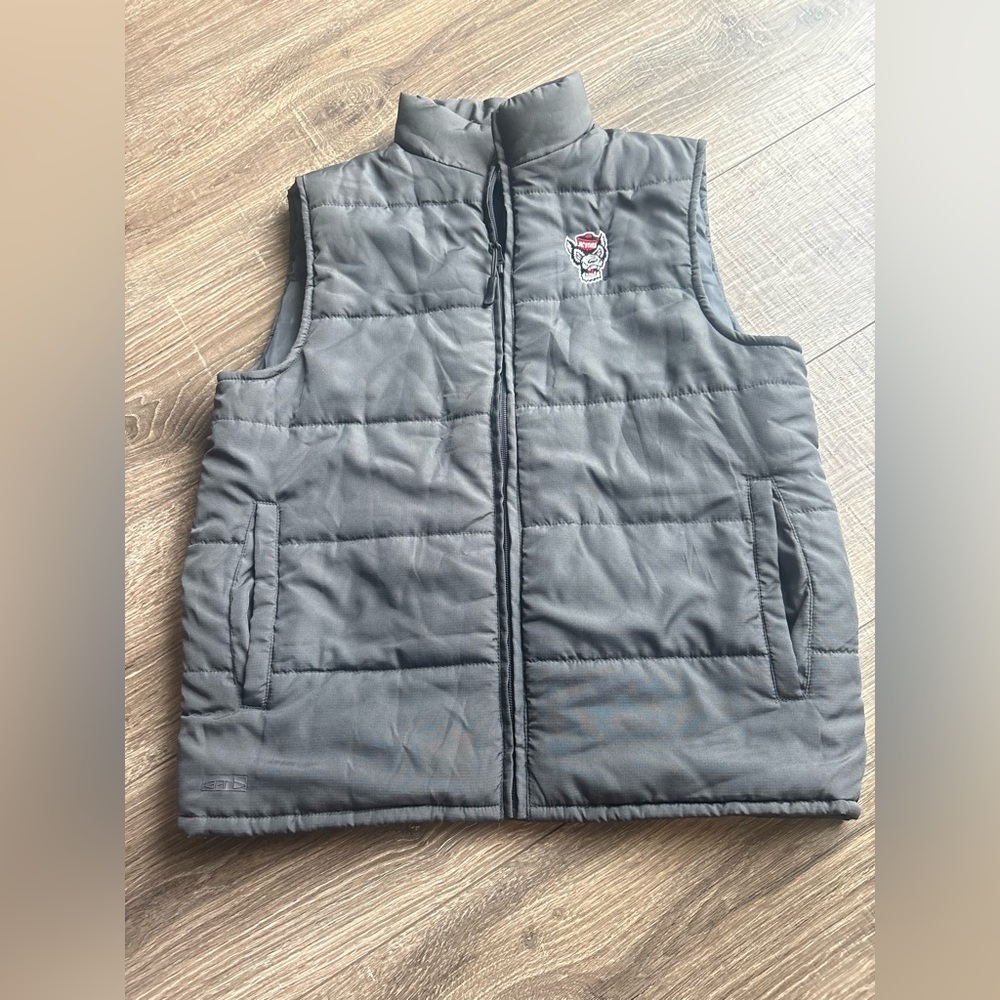 NC State Wolfpack Gray Quilted Puffer Vest with Embroidered Logo